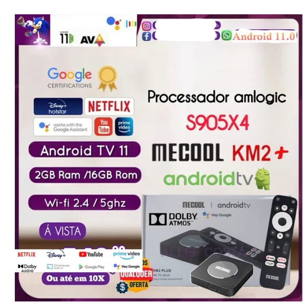 Mecool KM2 ÷ S905X4 ȵ̵ 11 TV ڽ, Ʈ 4K ø,  Ʈ, USB3.0, 100M LAN  ڽ, TV ù 2022, 2GB, 16GB